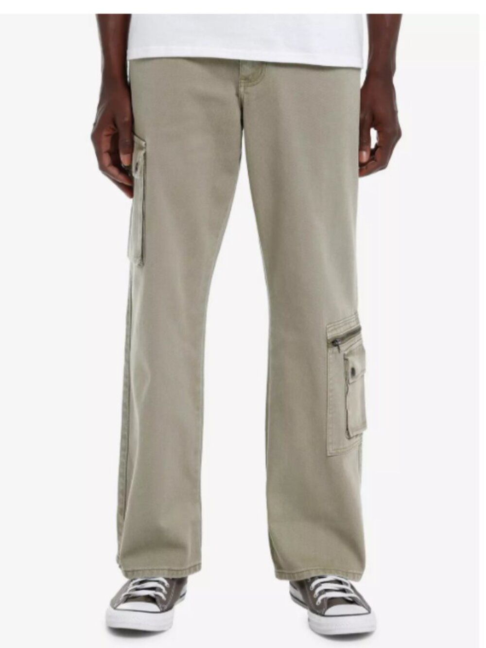 Thorn & Fable Tan Straight Leg Cargo Denim Pants 28 x 32